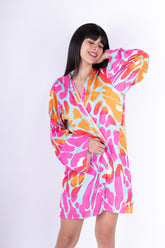 Pink x Orange Kimono Set